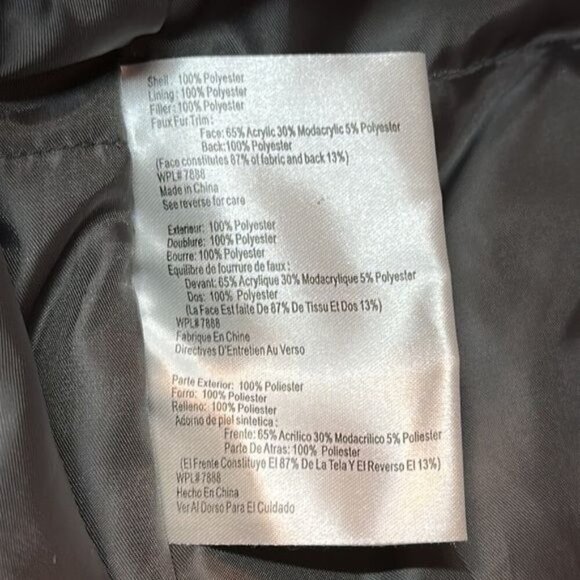 Michael Micheal Kors Gray Puffer Coat Mid Length Waterproof Hood Faux Fur Large - Picture 10 of 10